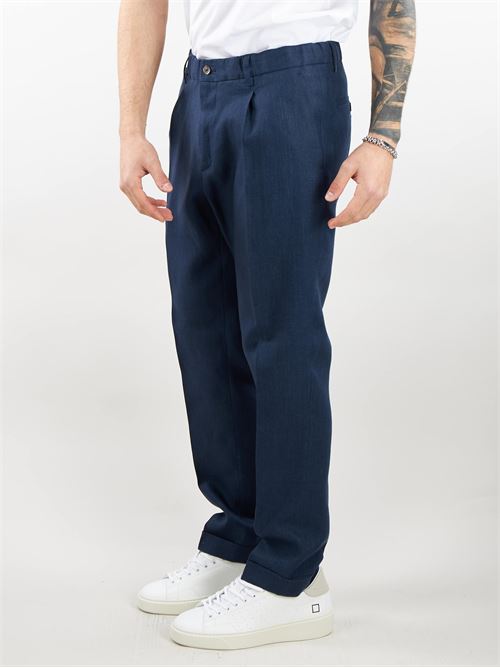 Pantalone Isola in lino con elastico in vita Quattro Decimi QUATTRO DECIMI | Pantalone | ISOLAS32411811